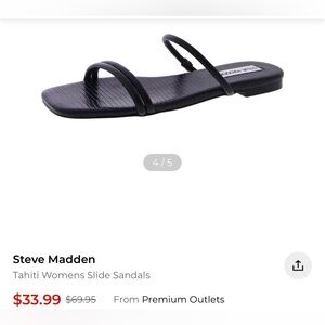 Steve Madden Tahiti Women’s Black Double-Strap Slide Sandals croc footbed